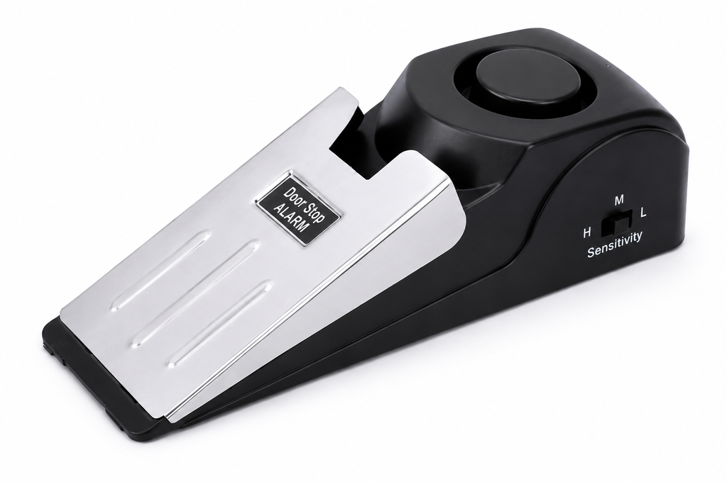 Portable 120dB Door Stop Security Alarm – 3 Level Adjustable Sensitivity