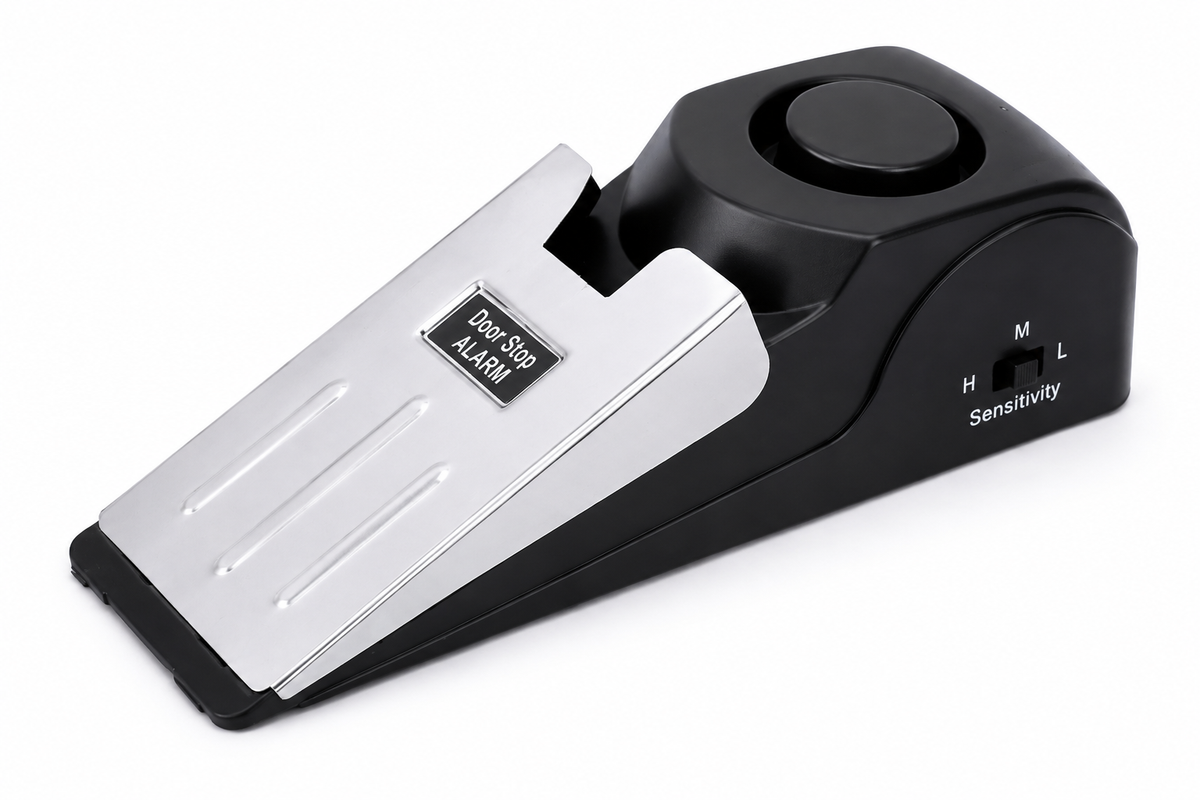 Portable 120dB Door Stop Security Alarm – 3 Level Adjustable Sensitivity