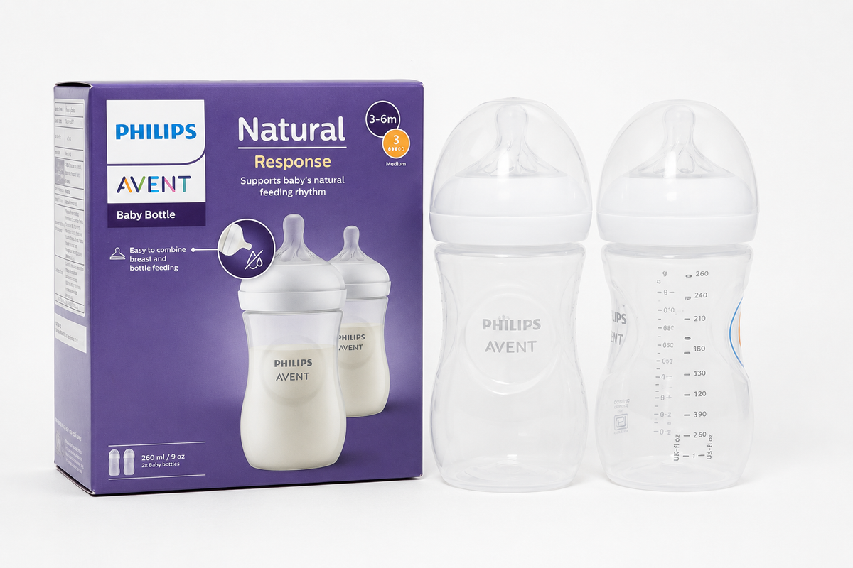 Philips Avent Natural Response Baby Bottle – 260ml/9oz (Pack of 2) | 3–6 Months